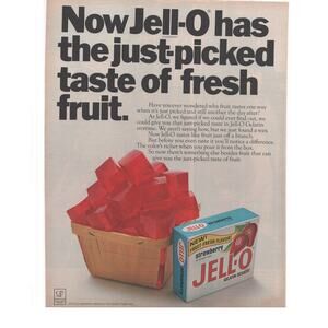 General Foods Jell-O Advertisement Vintage 1968 Food Gelatin Strawberry Fruit